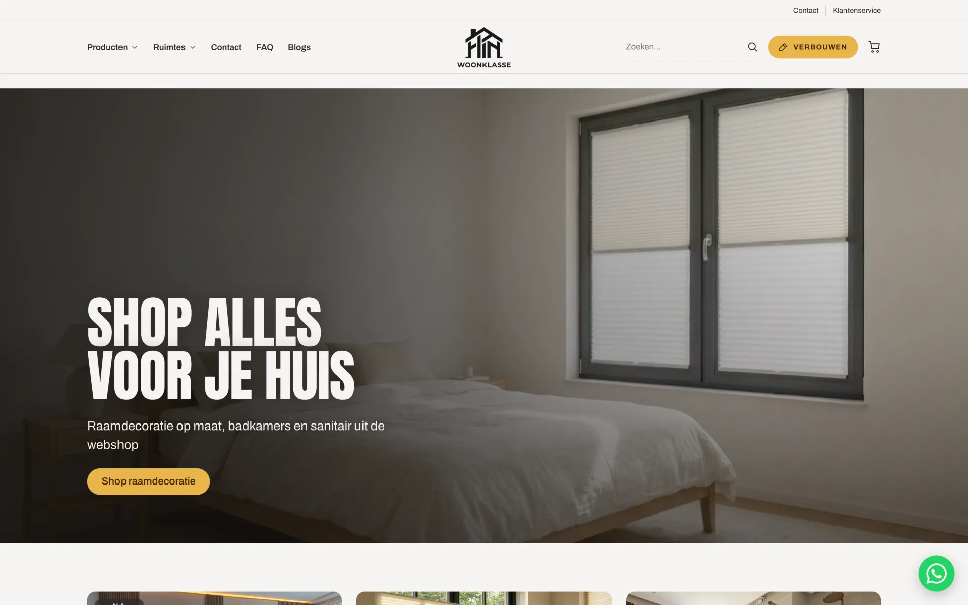 Woonklasse storefront homepage